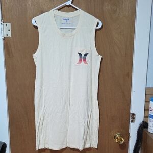 Hurley Cream Sleeveless Tank Dress with Gradient Logo